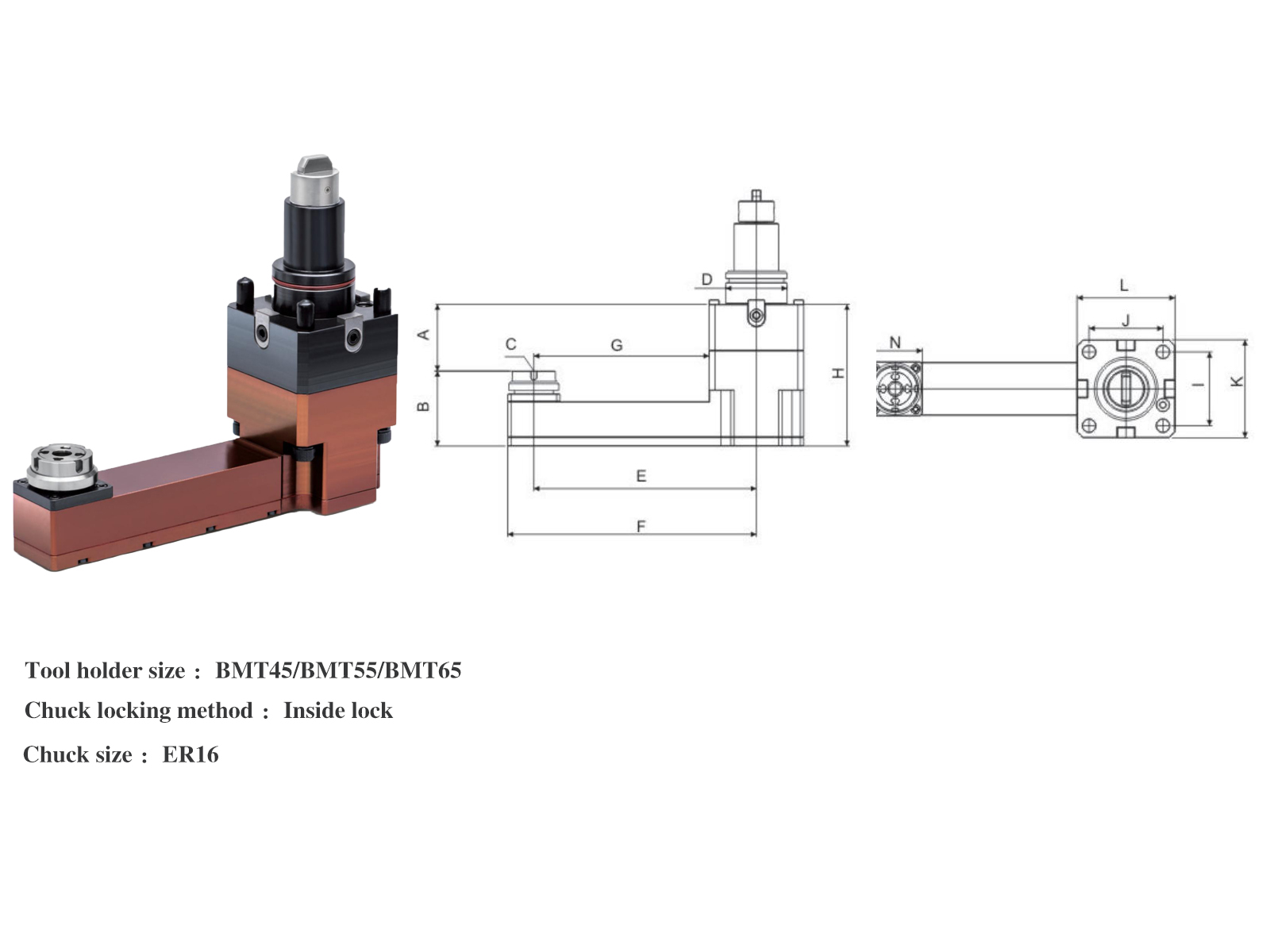 Stable Speed Increasing Bmt65 Live Tool Holders Radial Live Tool Holder