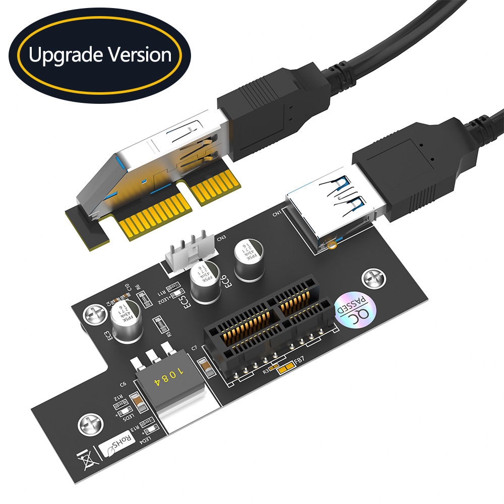GPU PCI Express 1X To 1X / 4x / 8x / X16 Riser Card Extender With Magnetic Foot Pads