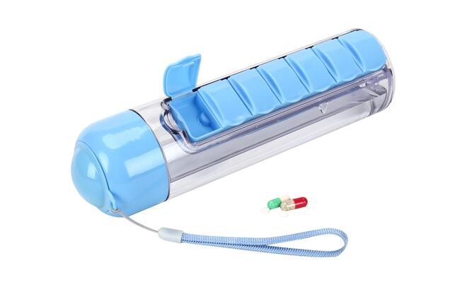 Premium clear plastic weekly pill holder one grid each day with pill splitter, one week 4case plastic pill container pil