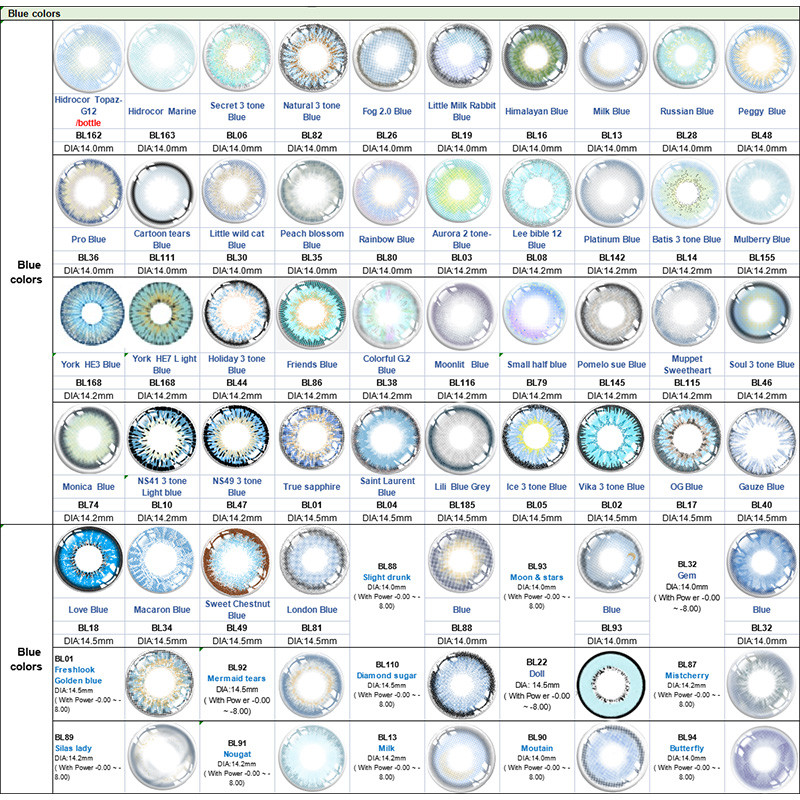 Oem Cosmetic Tricolor Blue Cosplay Contacts Lens 1 Year Without Power PP blister