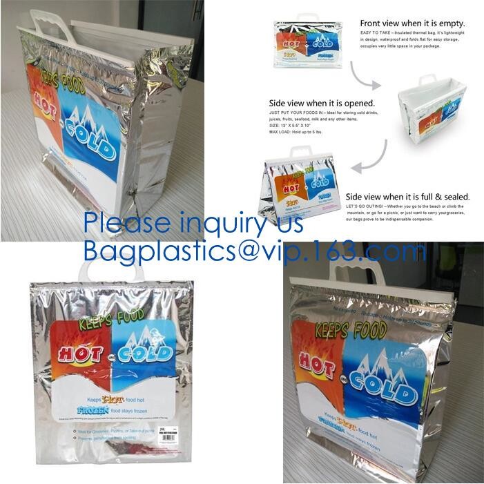 Aluminum Foil Insulated Cooler Bags Waterproof Folding Thermal Lunch Bag,Zip-Lock Grocery Handle Thermal Insulation Cool