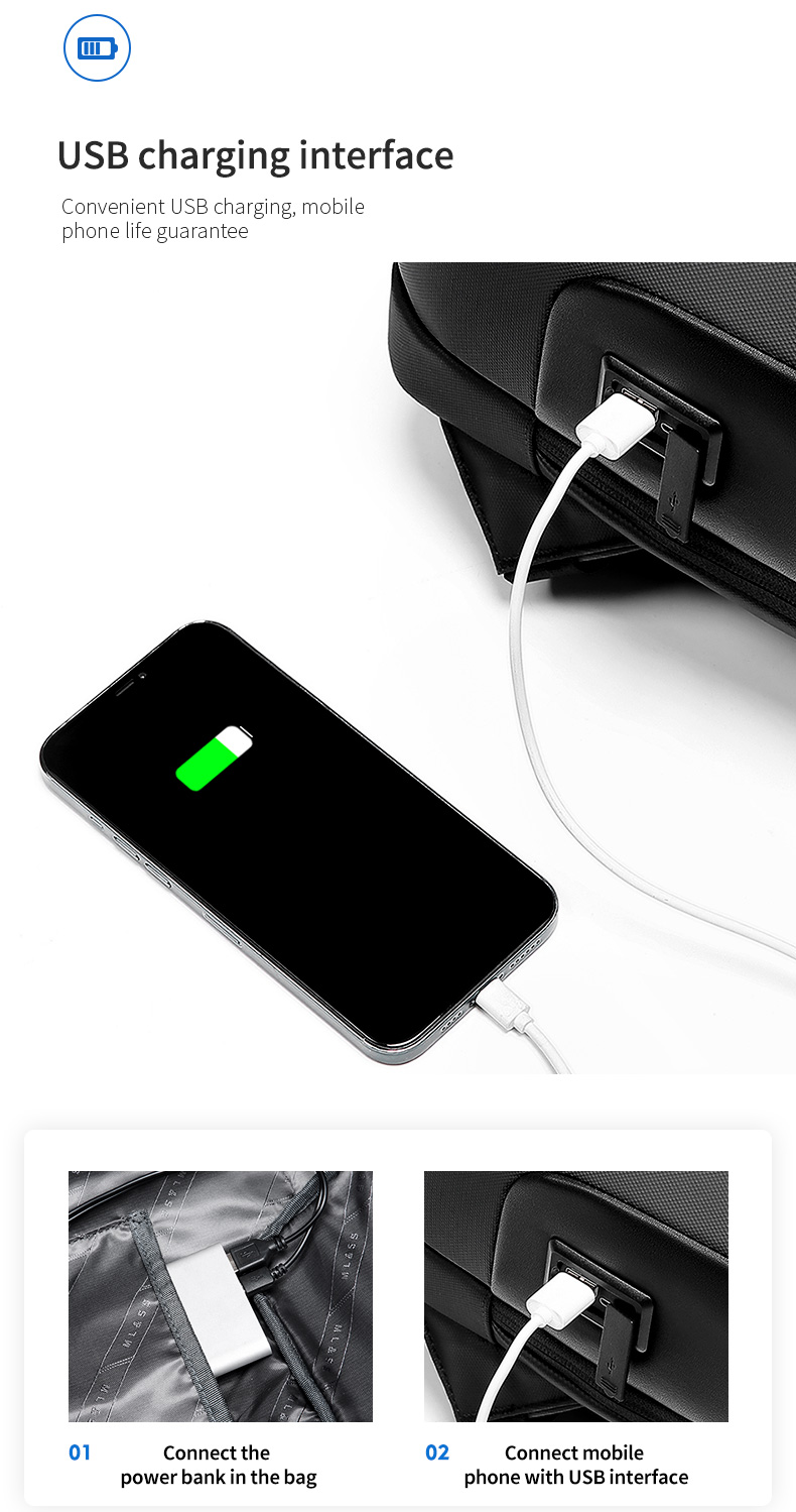 New bag laptop usb charging men college school waterproof bagpack backpack bag backpacks for men