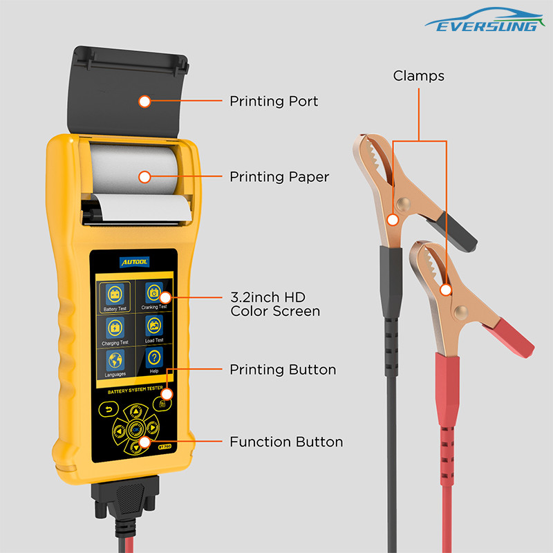 Color Screen BT760 Car Diagnostic Tester 6-32V automotive battery tester with printer