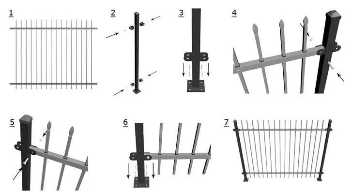 Galvanized Welded 1.8x2.4m Tubular Steel Fence OHSAS Approval