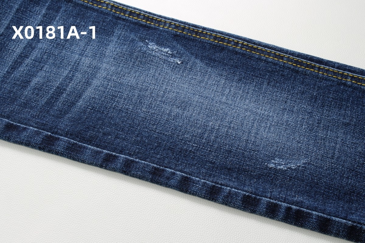 Wholesale 11 Oz Blue Crosshatch Slub Stretch Denim Fabric For Jeans