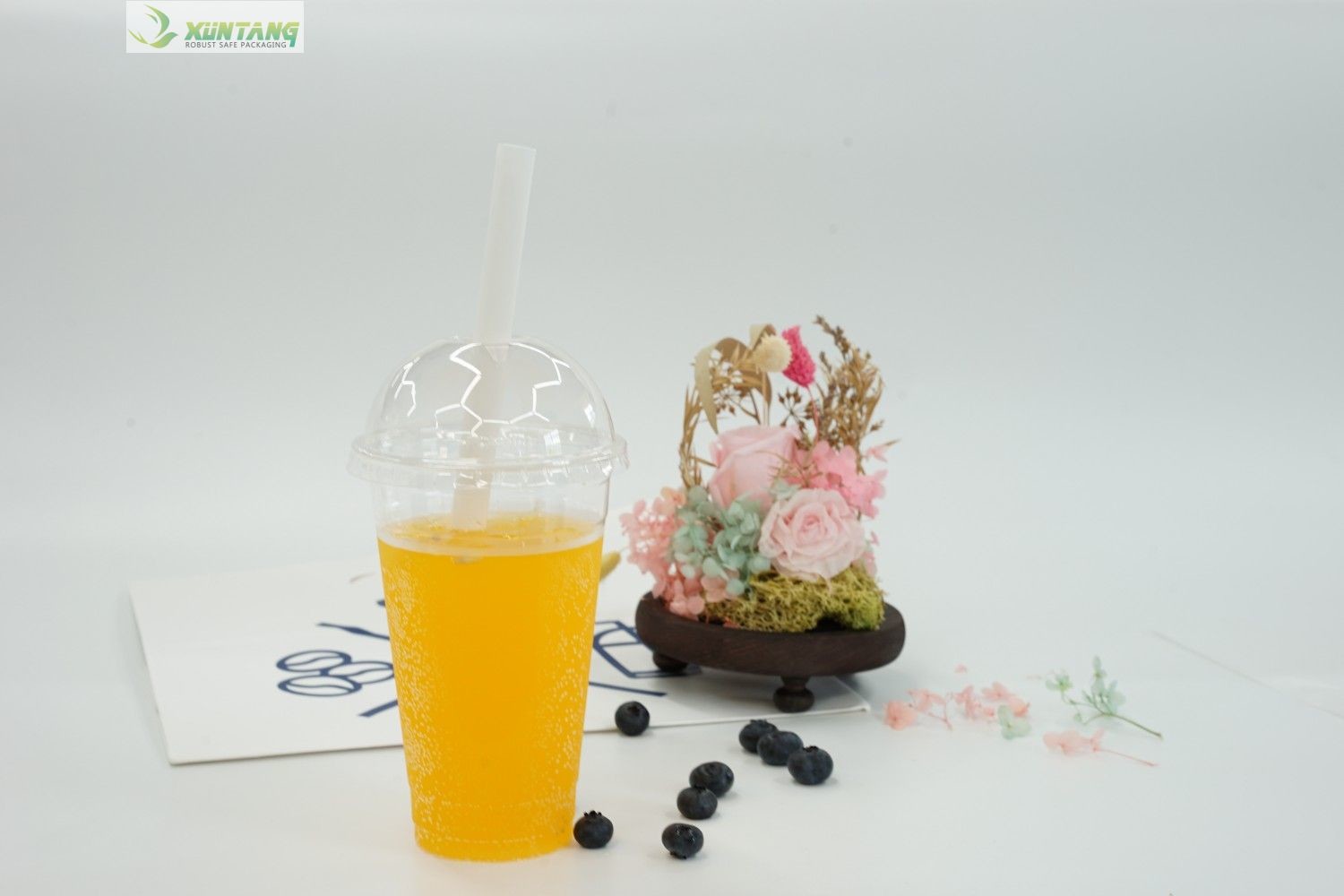 PLA Spoon Bio Plastic Straws , 6mmx210mm Compostable Plastic Straws