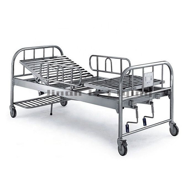4 Castors Manual Hospital Nursing Bed Stainless Steel