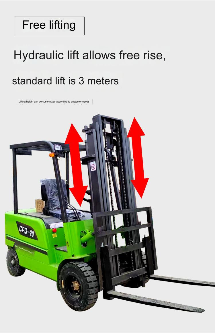 AC Controller Electric Forklift 2 Ton Load Capacity 3m-6m Lifting Height And Solid Tires