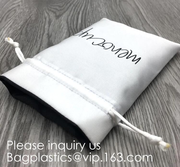 Black Satin Drawstring Bag With Gold Printing And Ribbon, Various Color Thick Matt Satin Dust Bag,Small Silver Satin Dra