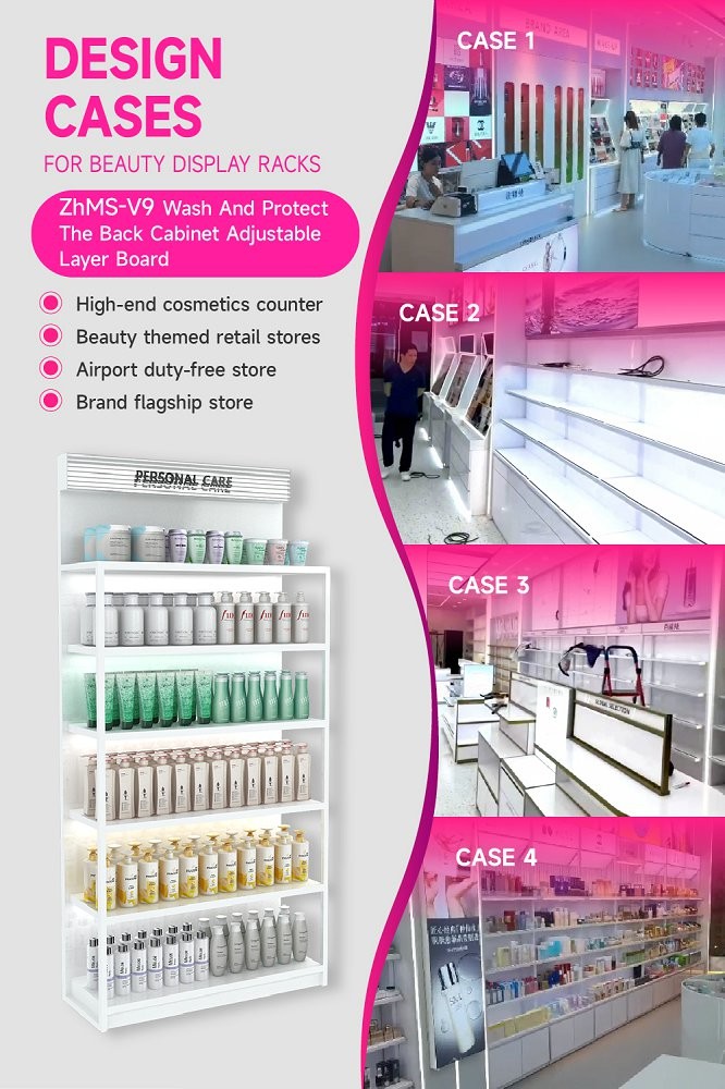 ZhMS-V9 Porcelain White Organic Panel Skincare Display Cabinet with Versatility