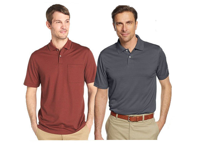 Mature Men's Casual Work Uniforms , Comfortable Grey Color Cotton Polo Shirts