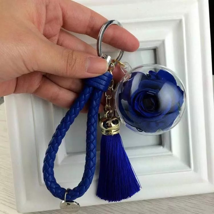 Christmas Tree Decoration Acrylic Ball Preserved Rose Key Ring