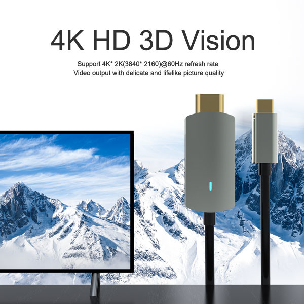 1.8m Line HD Video Converter TYPE C To HDMI 4K 1OZ Copper HASL