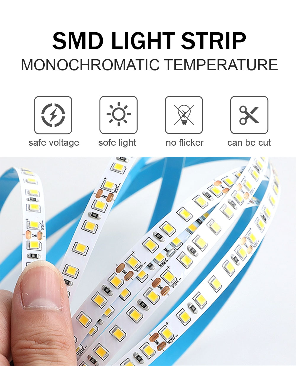 12v 120leds 8mm 3000K 4000K 6500K Warm White Natural White SMD2835 Led Strip Light