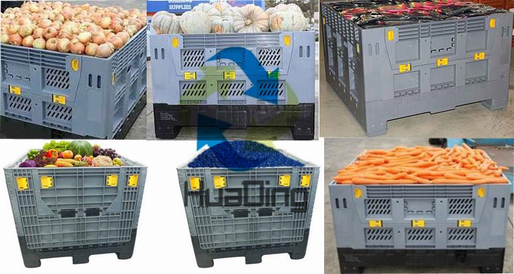 Heavy duty loading large plastic pallet box foldable collapsible virgin HDPE industry pallet box
