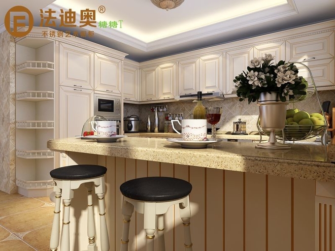 Fadior Classic French Kitchen Cabinets With Elegant Curved Displays And Functional Island