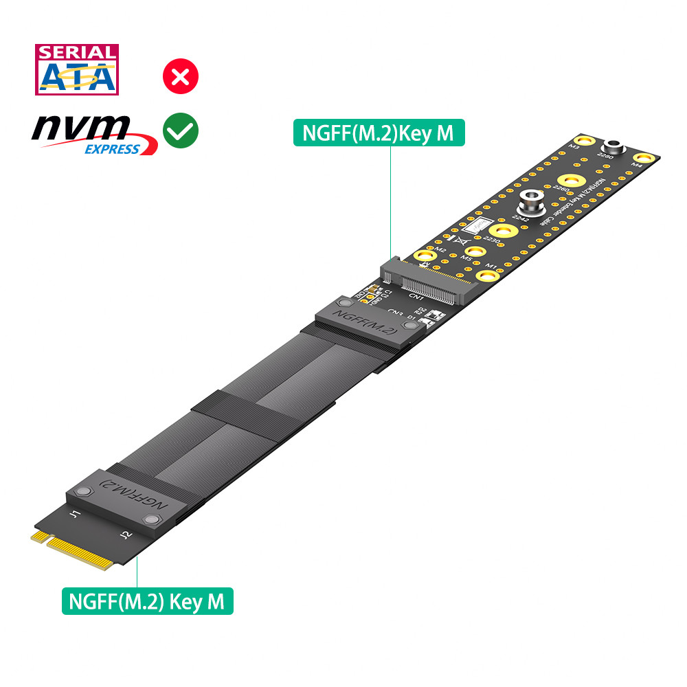 M.2 NGFF Key M NVMe SSD Extension Cable Extender PCIe3.0 X4 Full Speed High Speed SSD Desktop Computer Extension Cable