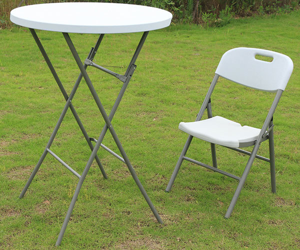 HDPE Plastic Folding Bar Height Bistro Table Portable Round For Party Event Cocktail