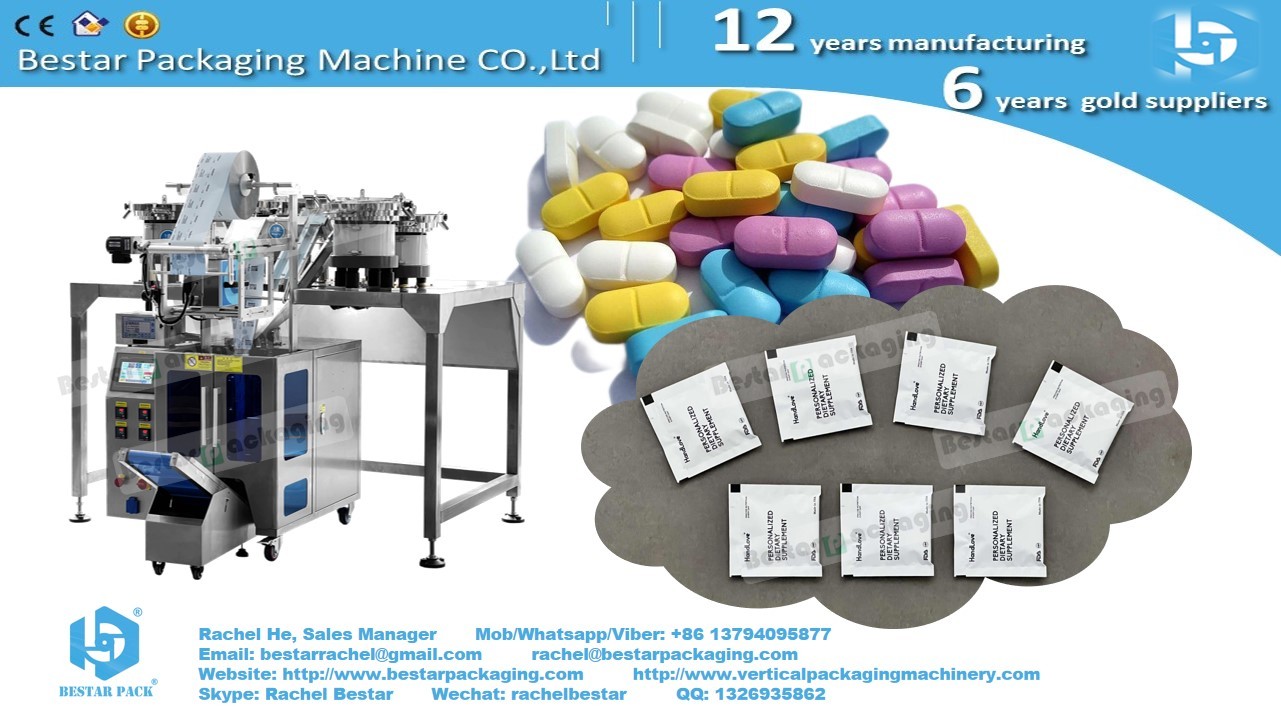 Capsules automatic counting packing in 3 side sealing sachet with easy tear notch
