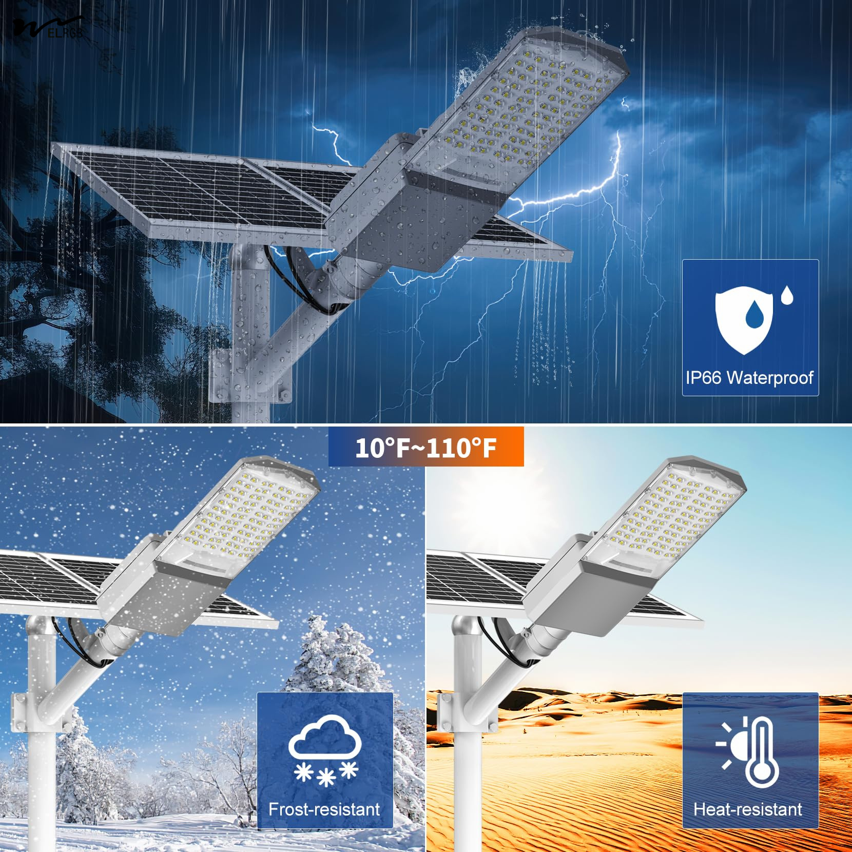 Outdoor Courtyard Solar Street Light 2000W with 50000 Hours Working Time Guarantee