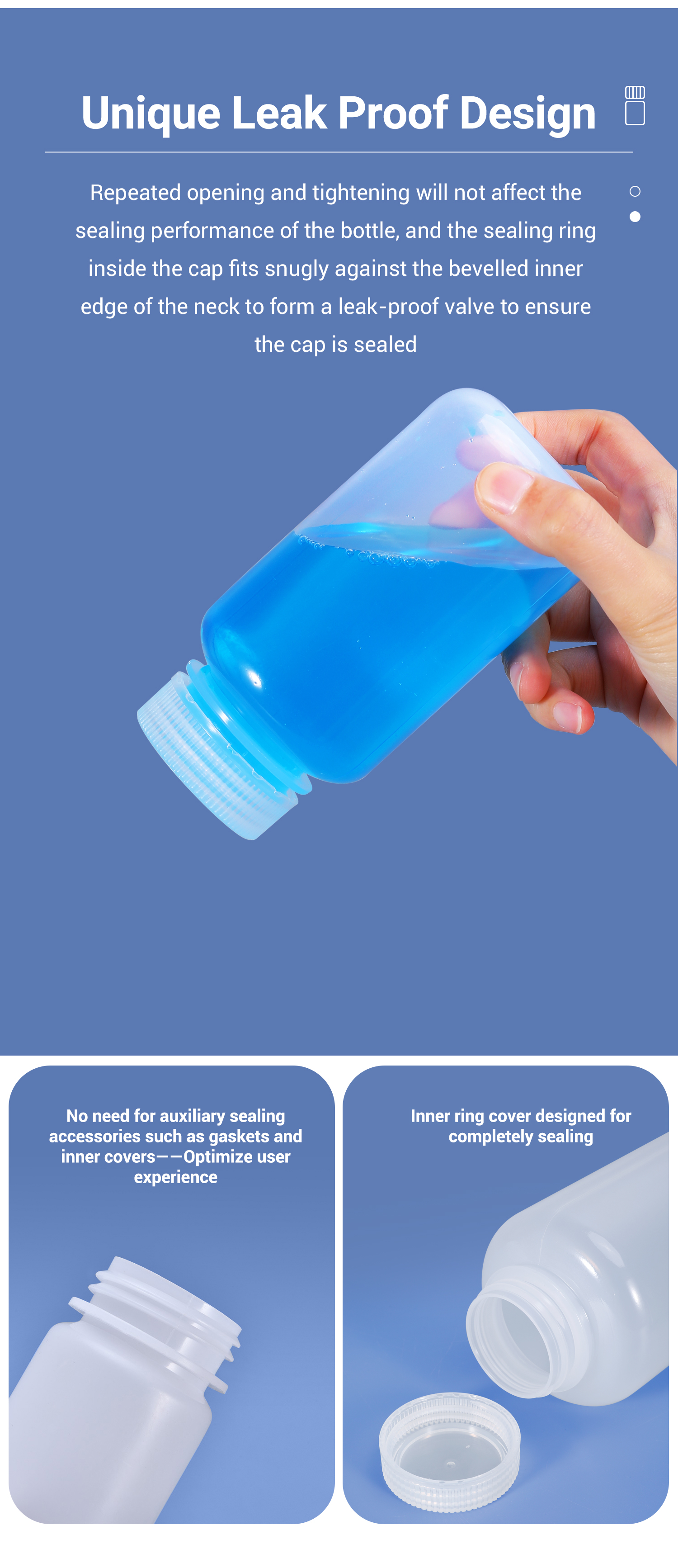 Transparent Lab PP Plastic Biological Small Reagent Bottle Wide Mouth