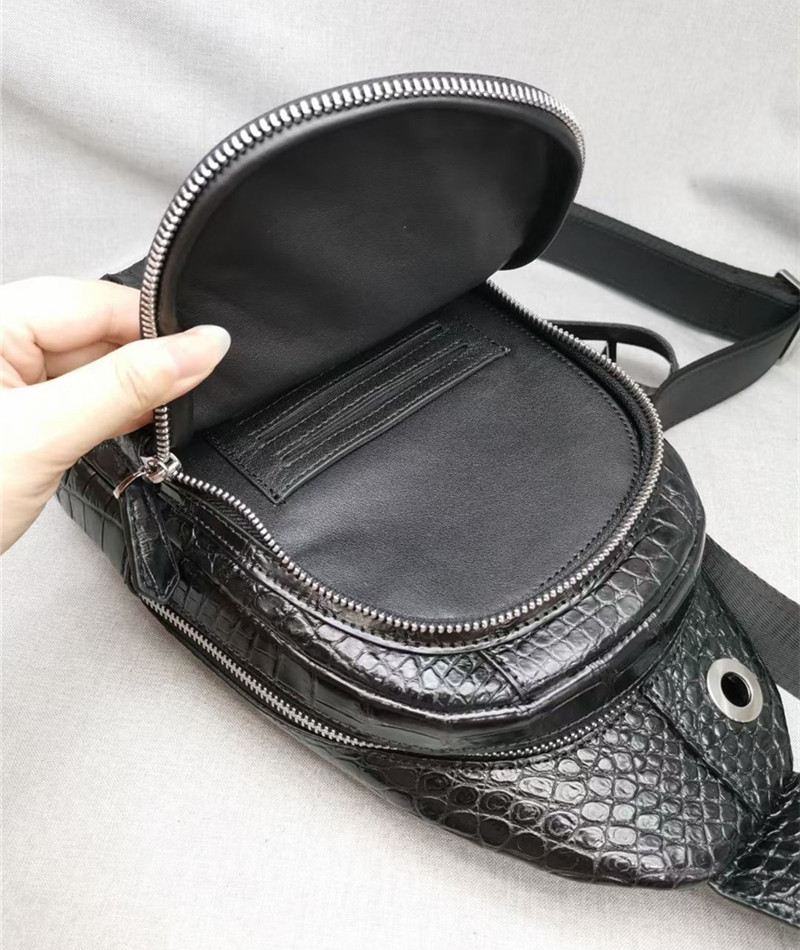 Genuine Real Crocodile Skin Men's Casual Chest Bag Authentic Alligator Leather Male Crossbody Bag Messenger Bag