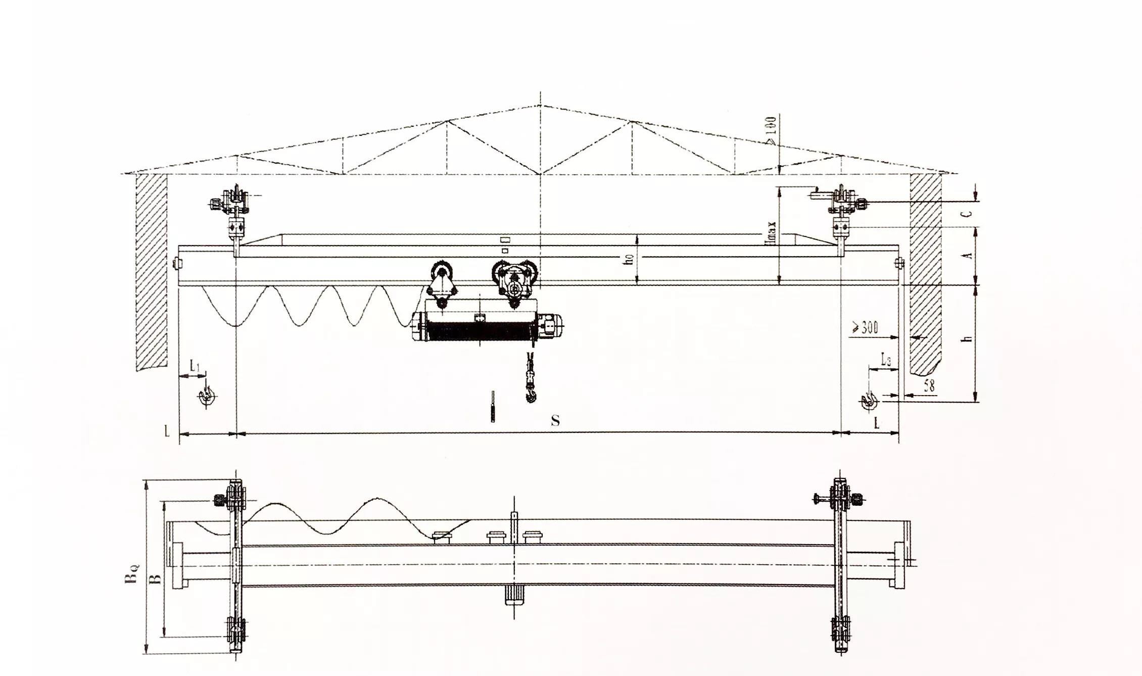 LX Single Girder Suspension Crane Max. Lifting Load 10 Ton 380Volt