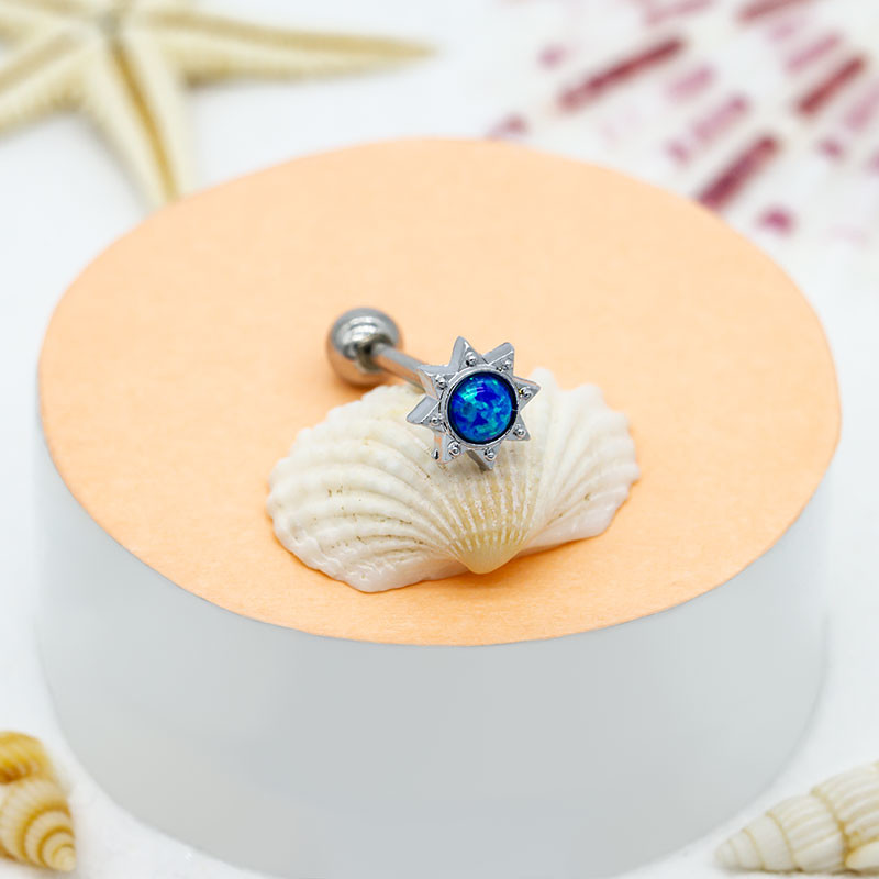 Tongue Rings Opal Stone Jewelry Stainless Steel Piercing Ball Multiple Color