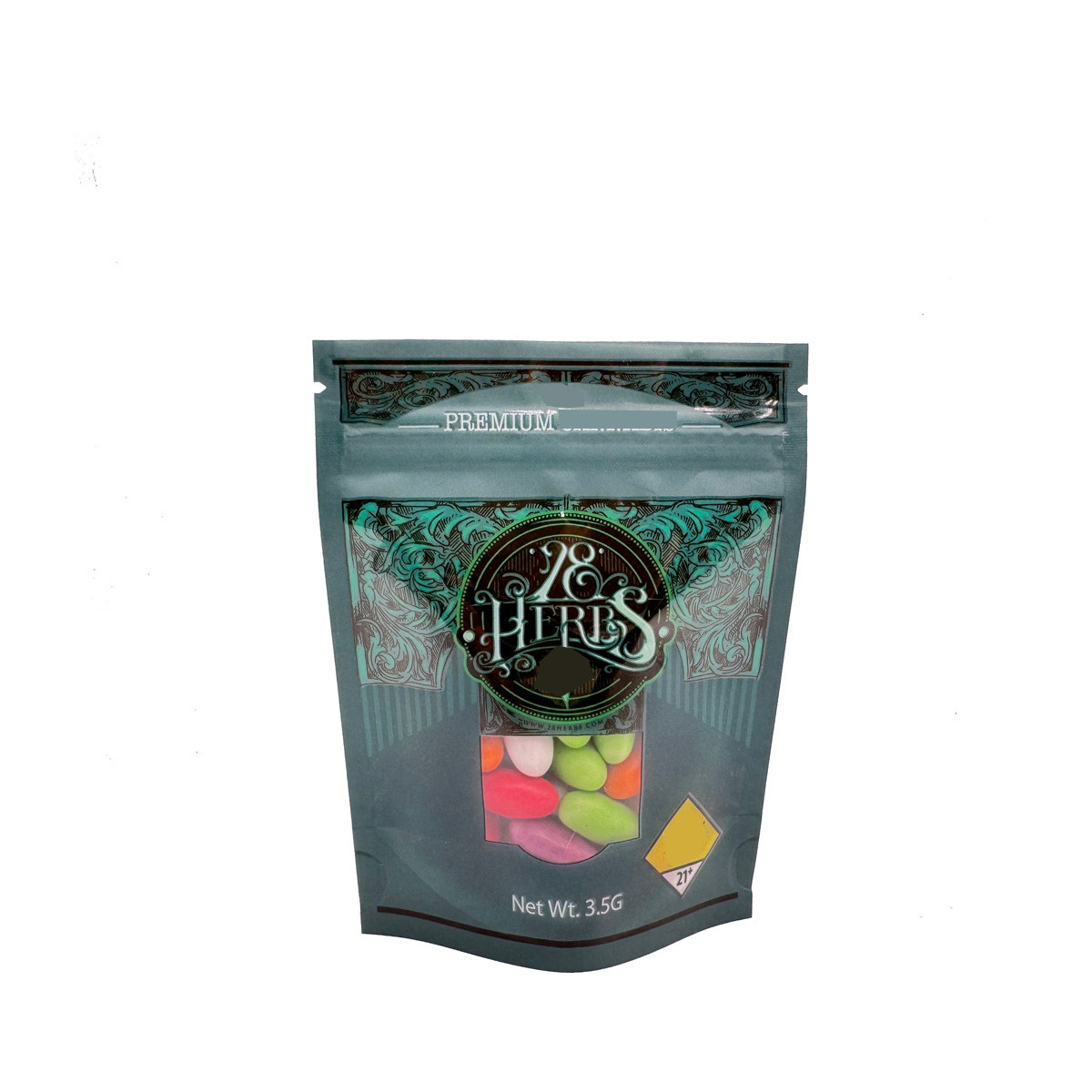 Premium Foil Lined Window Custom Stand Up Pouch Packaging For Candy Gum Food Packaging