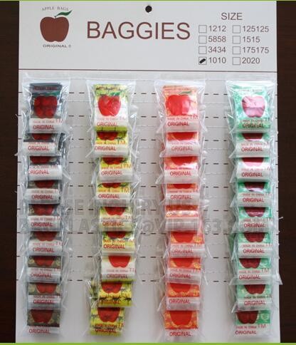 LDPE apple mini zip lock poly bag/printed plastic packaging bag, Apple Mini k Baggies Mix Colors 1.5"x1.5"