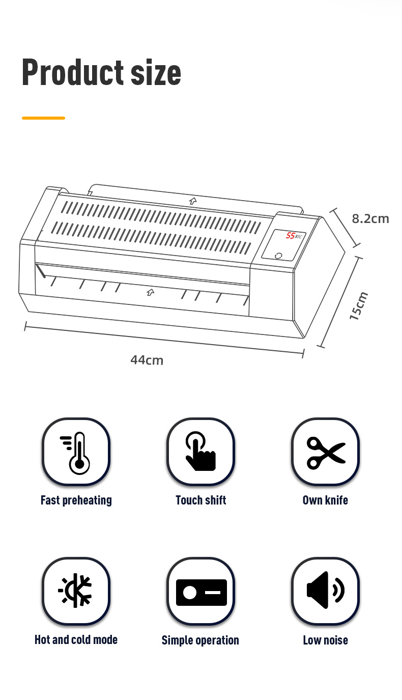 Touch Control A3 Thermal Pouch Laminator 2 Rollers 700W for Cold and Hot Lamination