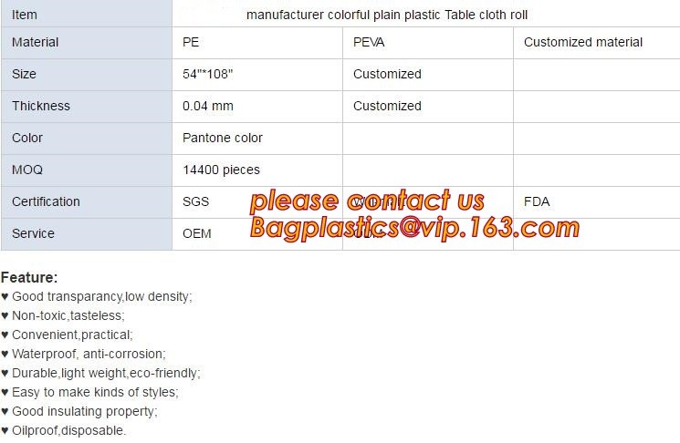 Custom Printed Plastic Waterproof Halloween Table Cloth, custom printed plastic table cover sheet, Household Items Solid