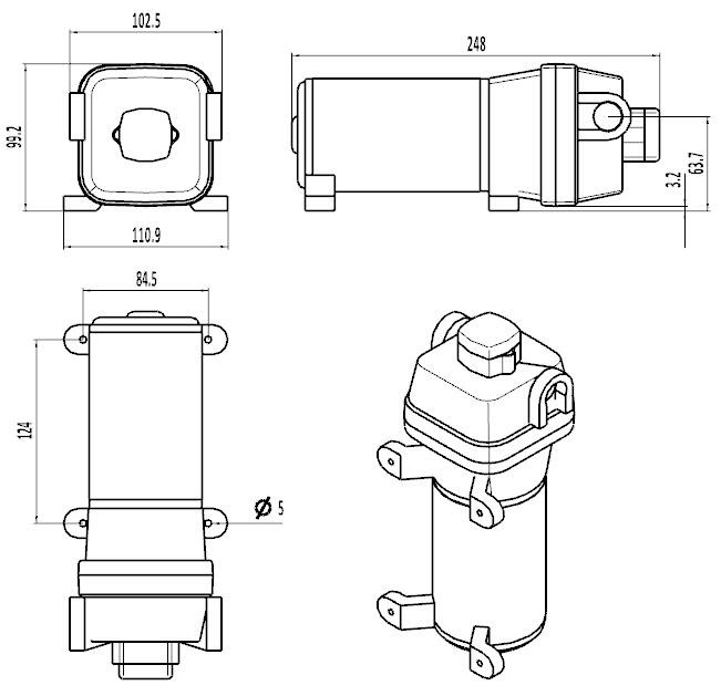 FLOWMASTER KDP-40B 24V DC Electric Diaphragm Pump 4.5GPM 2.8bar