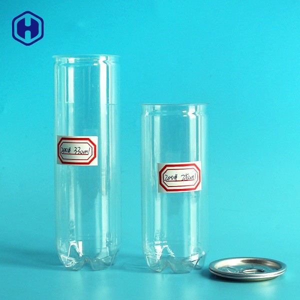 Transparent Plastic Soda Cans 250ML 330ML Beverage Packing Non Spill