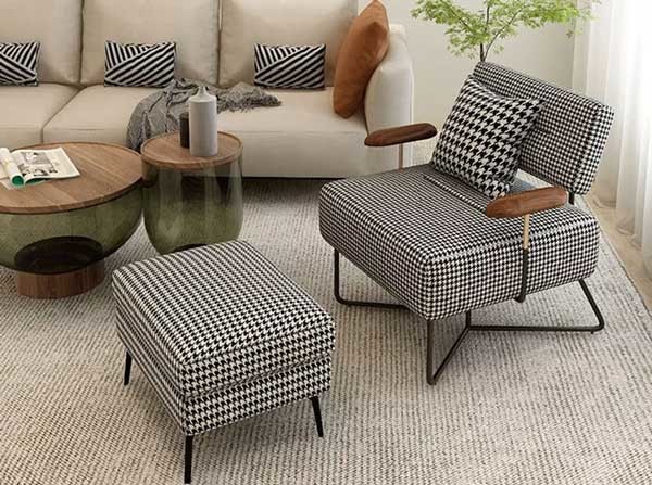 Lazy Sofa Floor Chair Leisure White Accent Armchair With Metal Base