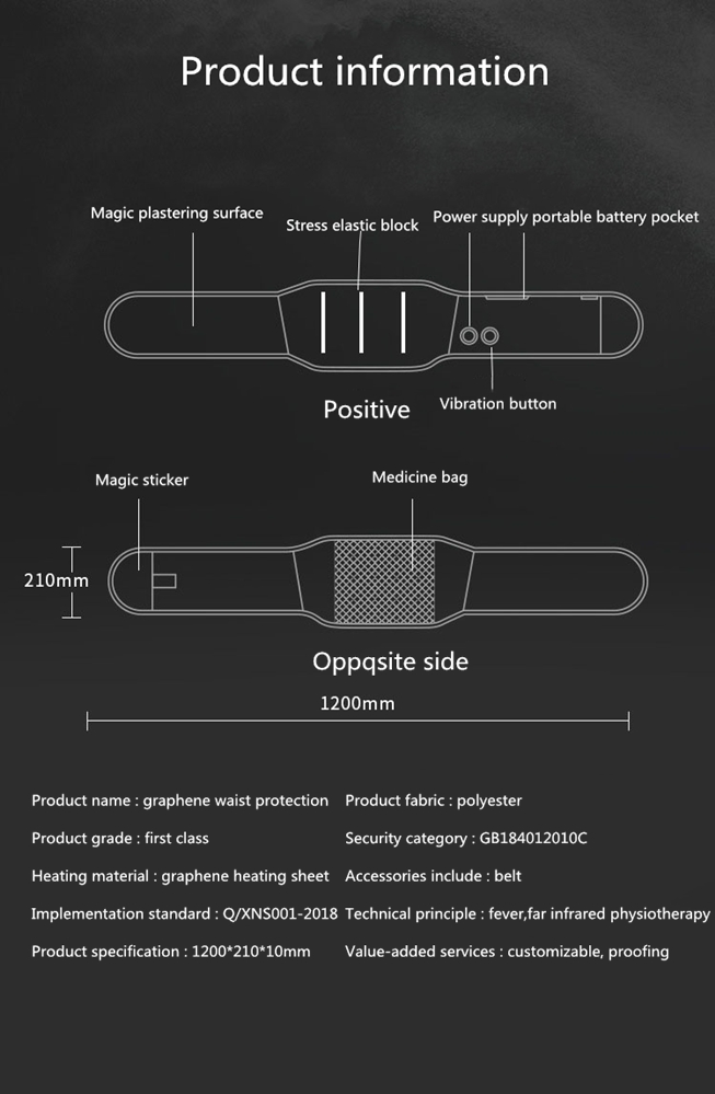 USB Cordless Warm Palace Belt Far Infrared For Waist Massage Overheat Protection