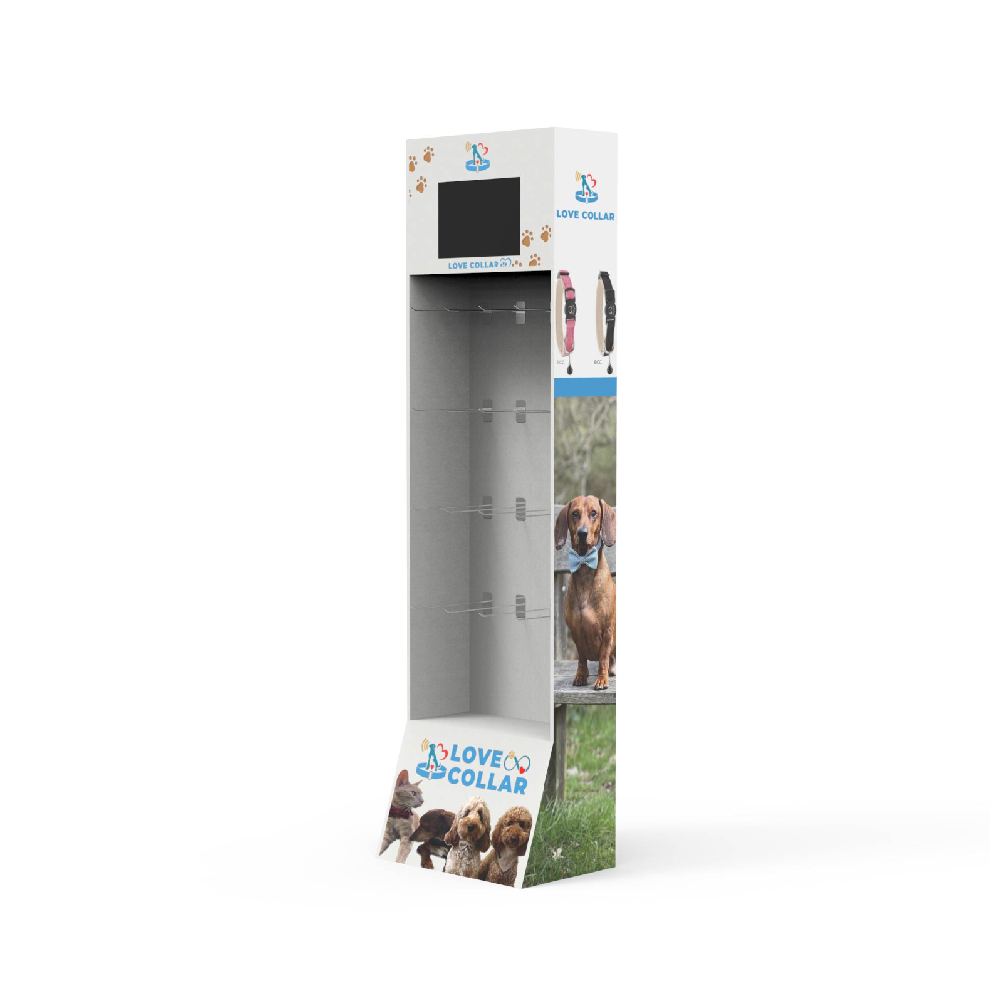 Custom Cardboard Display Stands Peg Hook Display Rack For Pet Products