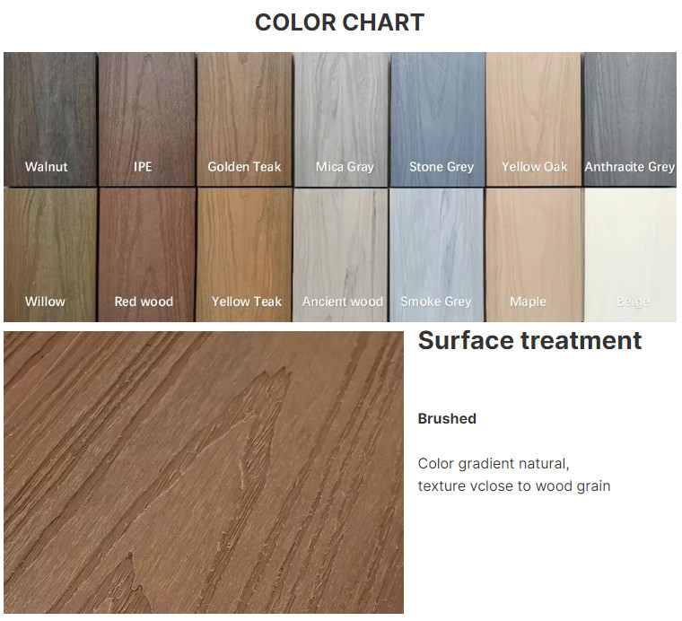 Natural Co Extrusion Composite Decking Boards Luminous WPC Flooring 16ft