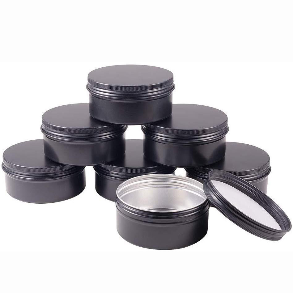 250g Metal Cosmetic Jar Black Silver Gold Round Aluminium Tins 8.8oz