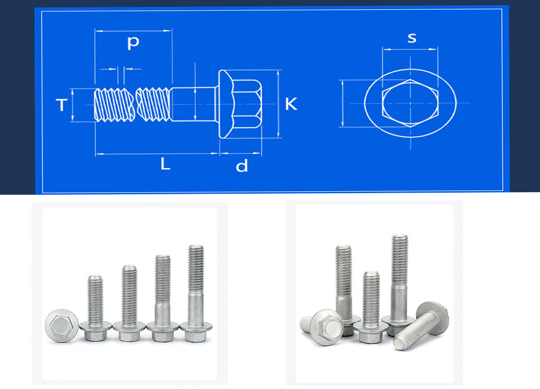Stainless Steel Flanged Hex Bolts Grade 12.9 M10 Automotive Bolt Half Threads