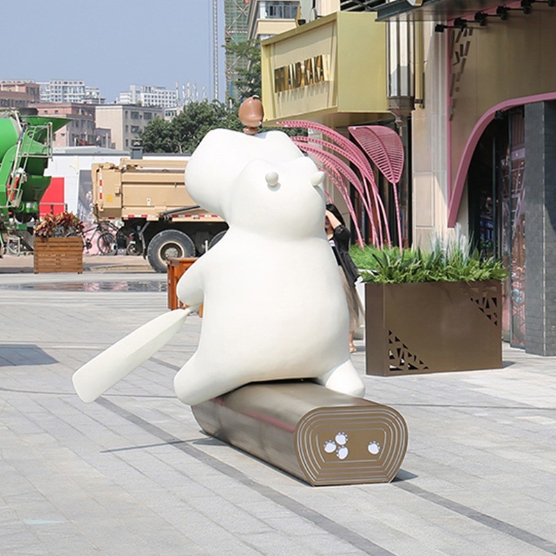 Sky Street Fiberglass Leisure Bench With Sculpture Ornament Outdoor Commercial Street Park