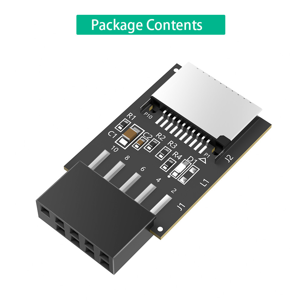 New Version USB 2.0 9pin Front Panel Header to Type-E Internal Adapter with 5V Power LED