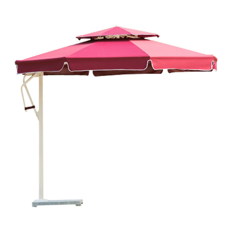 3m Large Cantilever Umbrella Red Garden Parasol With Base