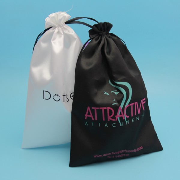 Soft Gift Satin Pouches For Jewelry , Custom Size White Drawstring Bag