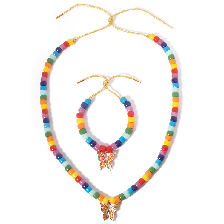 Forte Natural Stone Bead Bracelets 22g Multi Color zircon butterfly