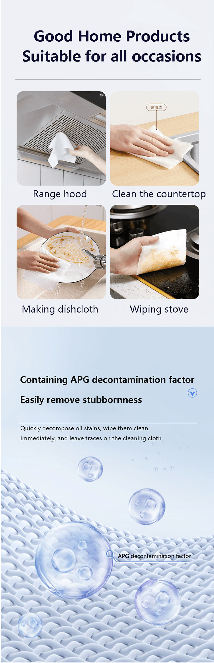 Household Disposable Kitchen Wet Wipes 80Pcs For Family Daily Cleaning
