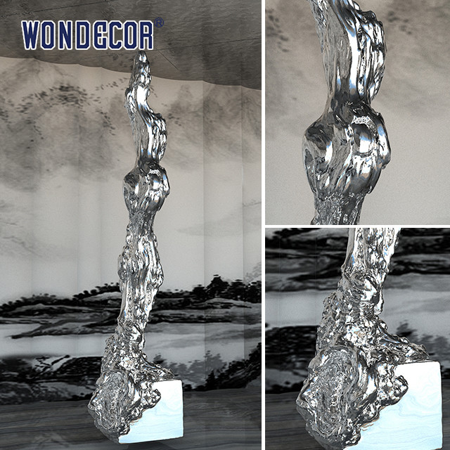Large Hotel Lobby Casting Stainless Steel Sculpture Metal Art Abstract Tree Root