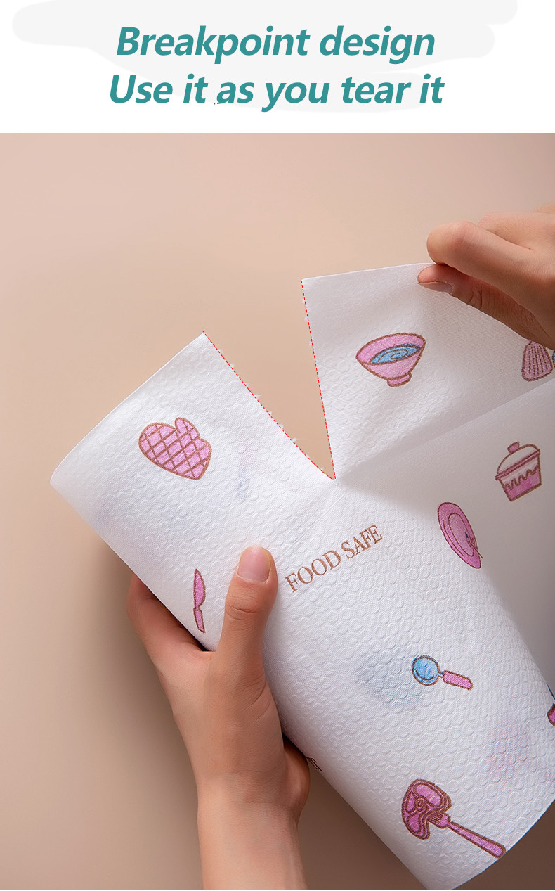 Multi Purpose Disposable Kitchen Spunlace Nonwoven Fabric Printing Pattern Paper Towel