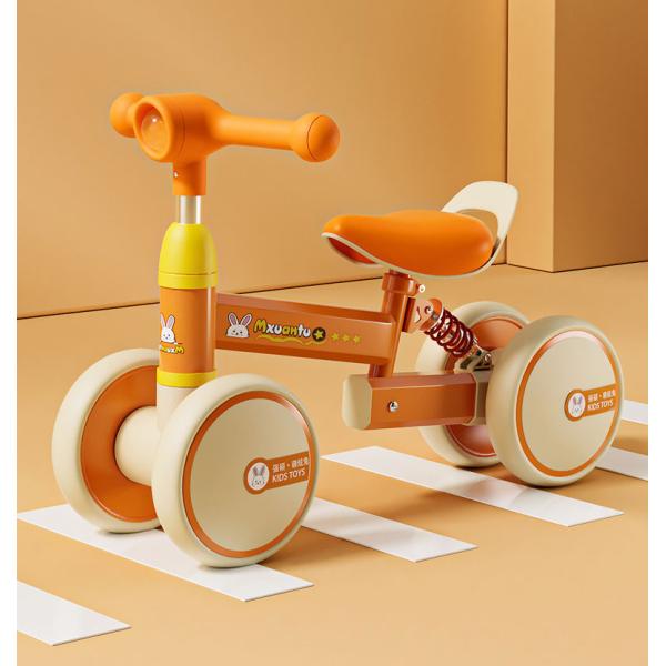 Four Wheel Children's Stroller Handcart Learning Toy Push Bicycle with Metal Frame