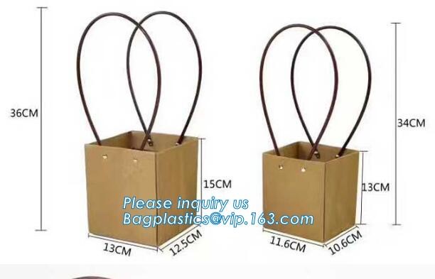 OEM Logo Printed Paper Packaging Bag Custom Good Quality Flower Carrier Bag,Art Paper Flower Carrier Bag Shopping Bags W